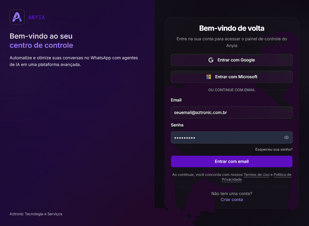 Tela de login